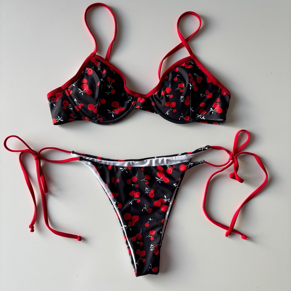 Red and Black Cherry Bikini, Size L